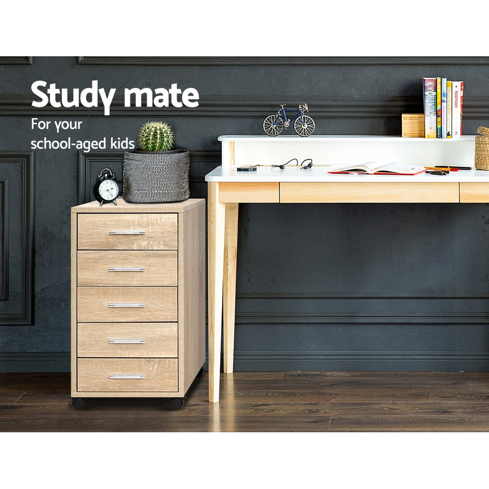 5 Drawer Filing Cabinet Storage Drawers Wood Study Office School File Cupboard Artiss