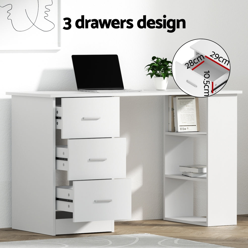 Artiss Computer Desk 120cm Executive Office Chair Set PU Leather High Back White Artiss