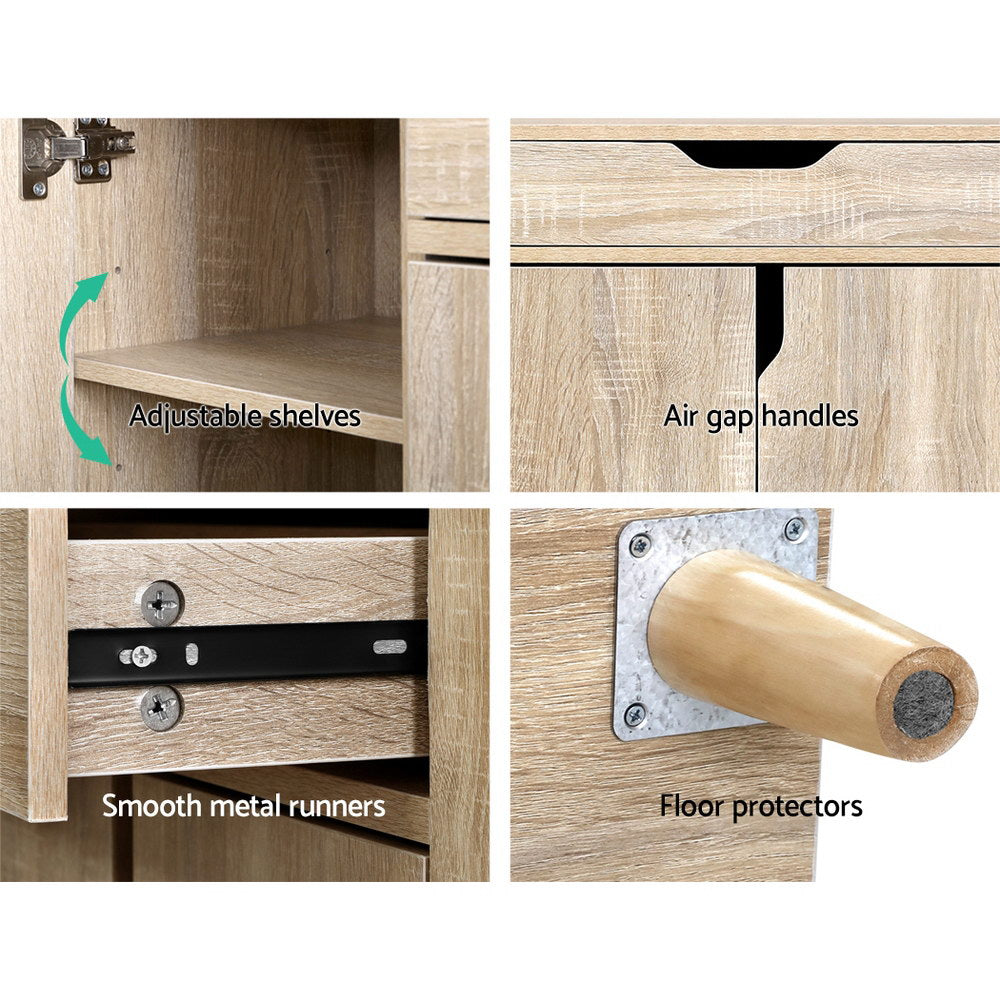Artiss Shoe Cabinet Shoes Storage Rack 120cm Organiser Drawer Cupboard Wood Artiss