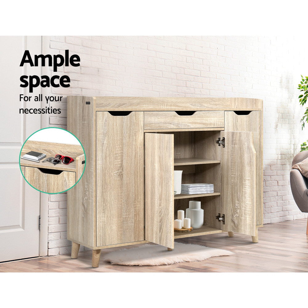 Artiss Shoe Cabinet Shoes Storage Rack 120cm Organiser Drawer Cupboard Wood Artiss