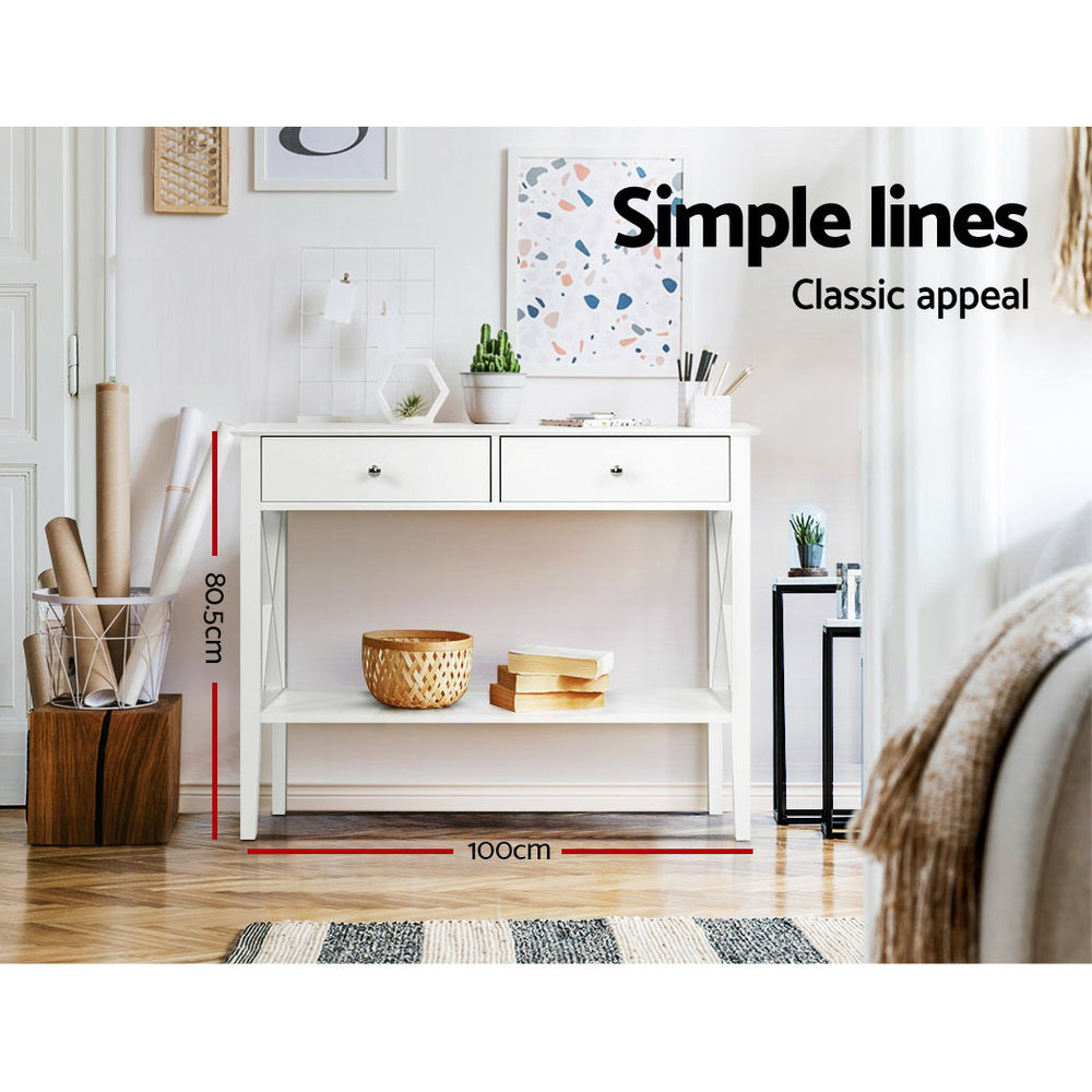 Artiss Console Table Hall Side Entry 2 Drawers Display White Desk Furniture Artiss