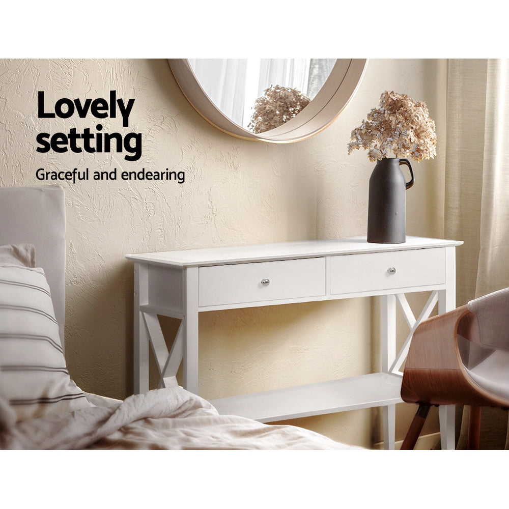 Artiss Console Table Hall Side Entry 2 Drawers Display White Desk Furniture Artiss
