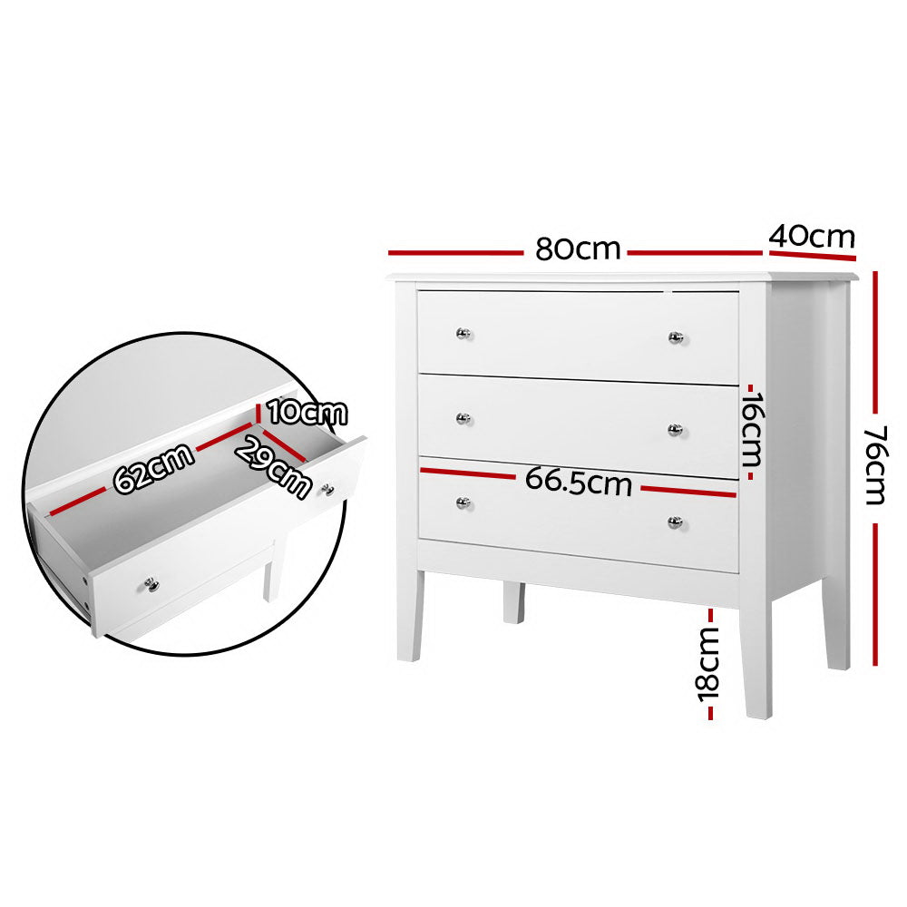 Artiss Chest of Drawers Storage Cabinet Bedside Table Dresser Tallboy White Artiss