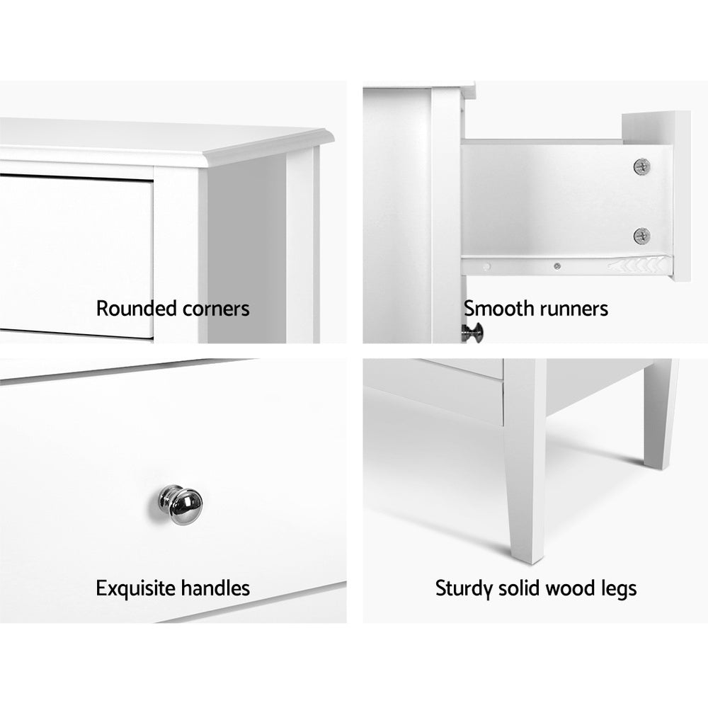 Artiss Chest of Drawers Storage Cabinet Bedside Table Dresser Tallboy White Artiss