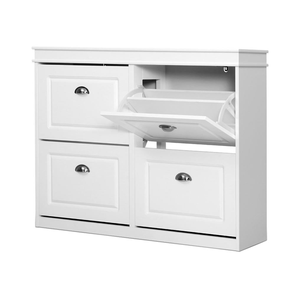 Artiss Shoe Cabinet Shoes Storage Rack Organiser White Shelf Drawer Cupboard 24 Pairs Artiss