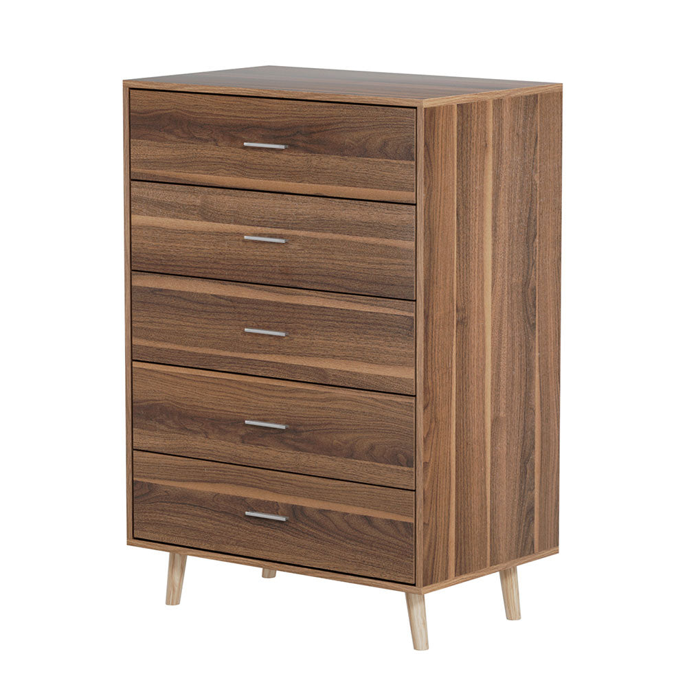 Artiss 5 Chest of Drawers - MIRI Walnut Artiss