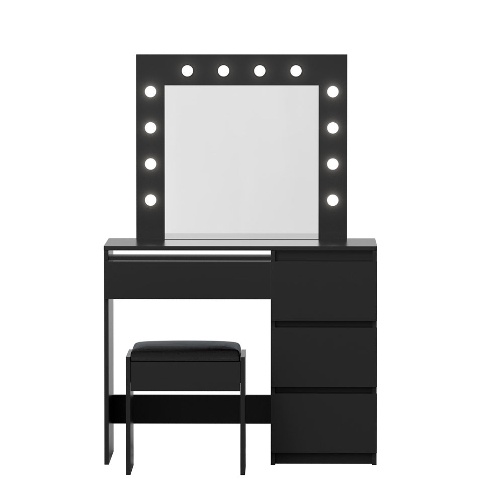 Artiss Dressing Table Set Stool 12 Led Bulbs Black Awezingly