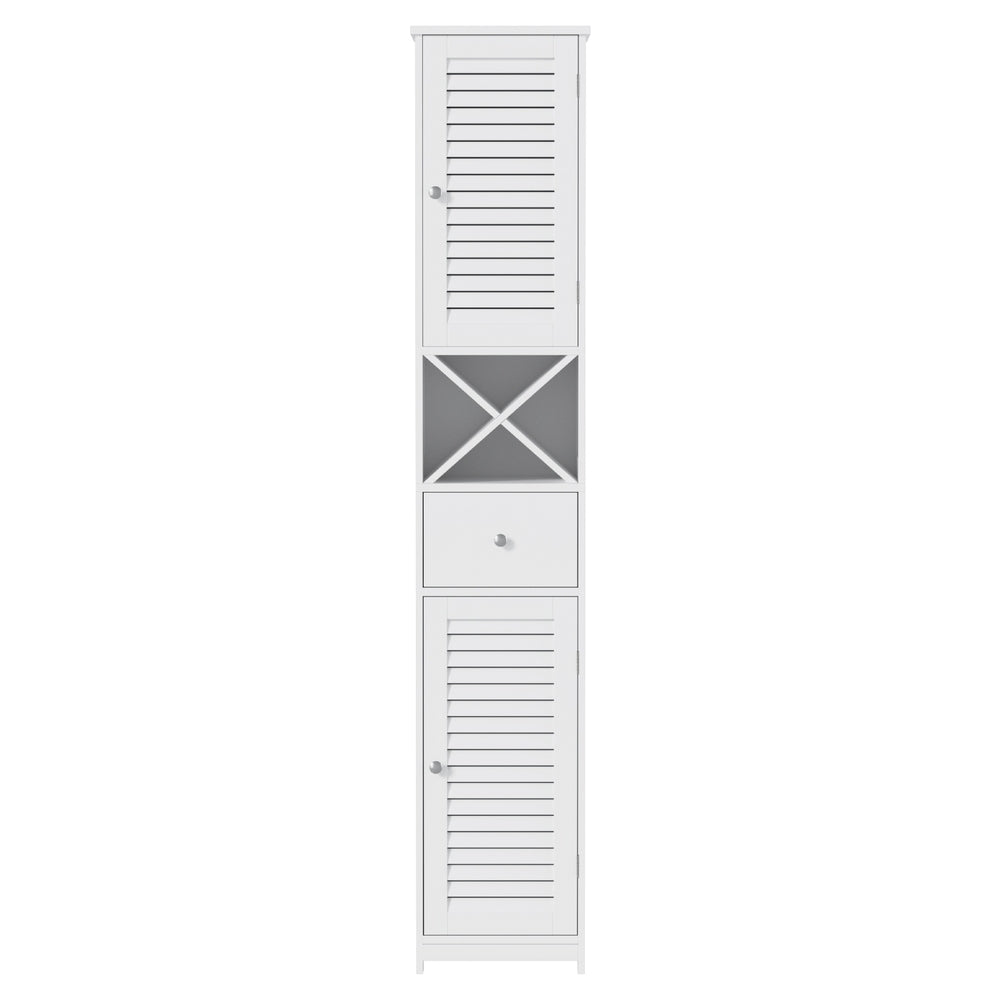 Artiss Bathroom Storage Cabinet 170cm Tall Slim Organiser Toilet Corner Adjustable Shelf Louver Door White Awezingly
