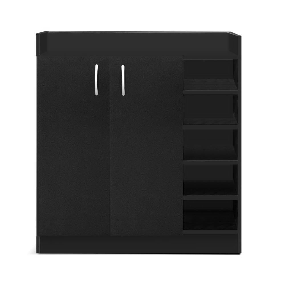 Artiss 2 Doors Shoe Cabinet Storage Cupboard - Black Artiss