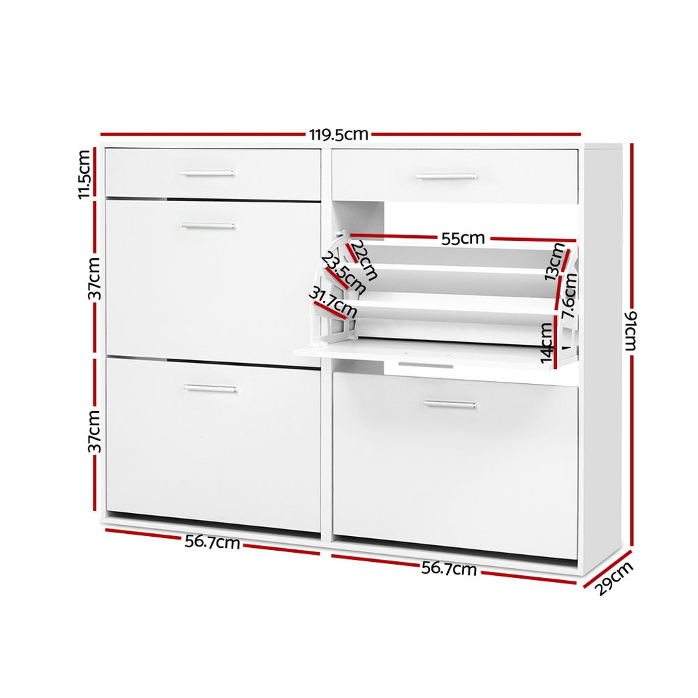 Artiss 36 Pairs Shoe Cabinet Rack Organisers Storage Shelf Drawer Cupboard White Artiss