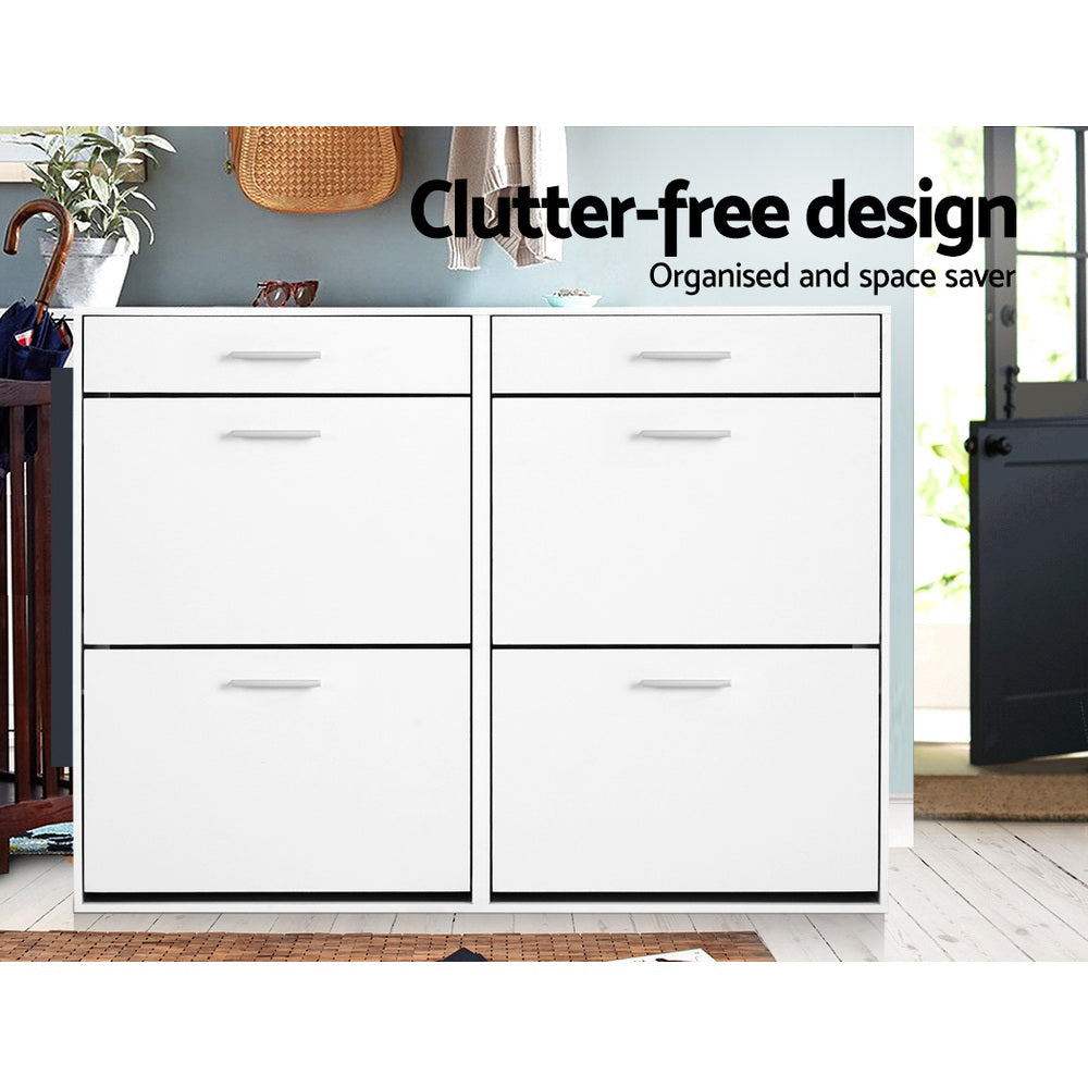 Artiss 36 Pairs Shoe Cabinet Rack Organisers Storage Shelf Drawer Cupboard White Artiss