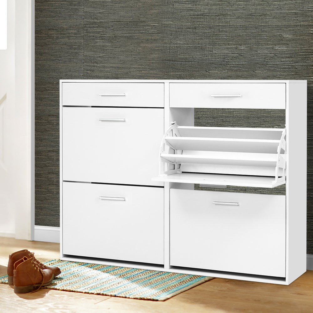 Artiss 36 Pairs Shoe Cabinet Rack Organisers Storage Shelf Drawer Cupboard White Artiss