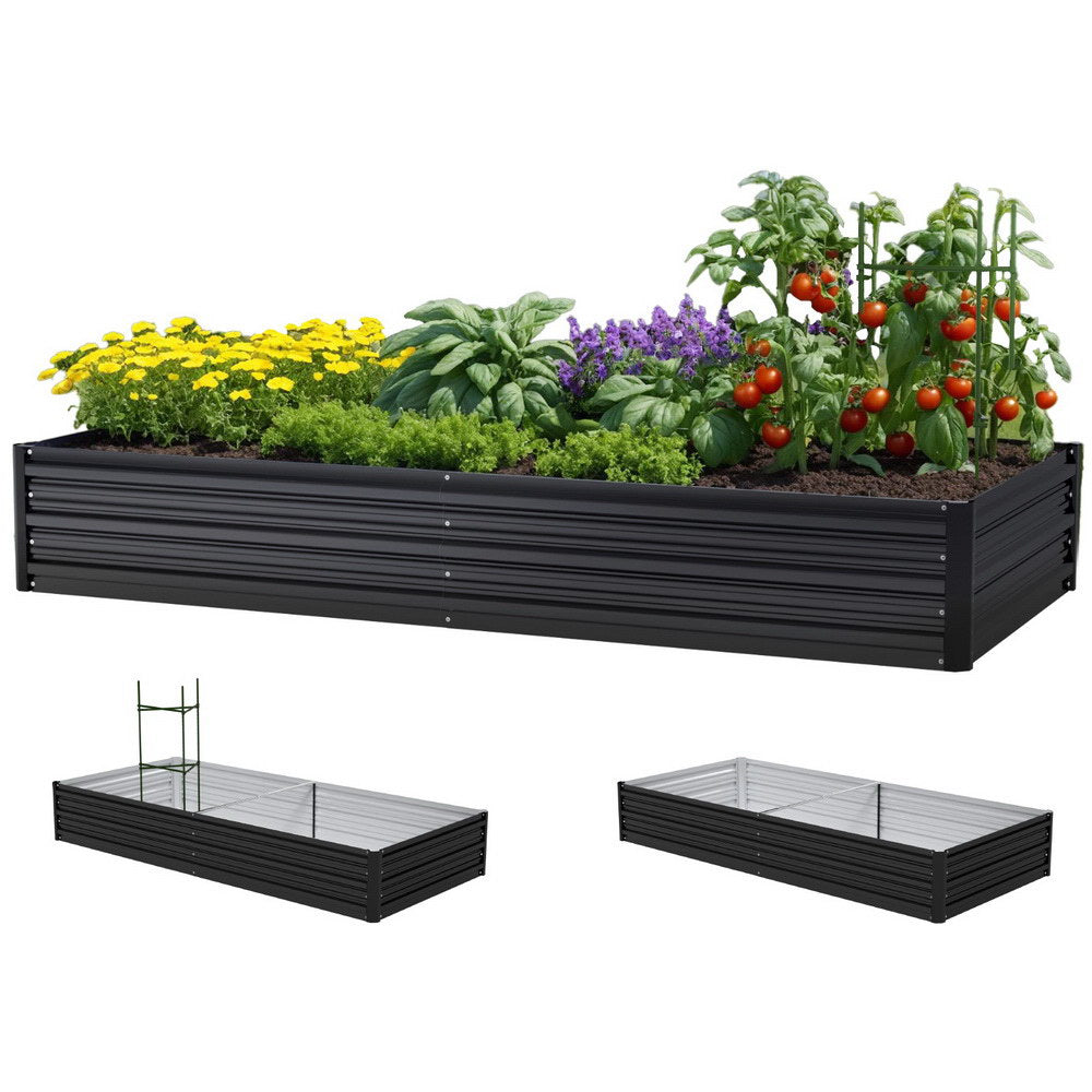 Green Fingers Raised Garden Bed 2 Pcs 210x90cm Planter Box Container Galvanised Metal Outdoor Awezingly