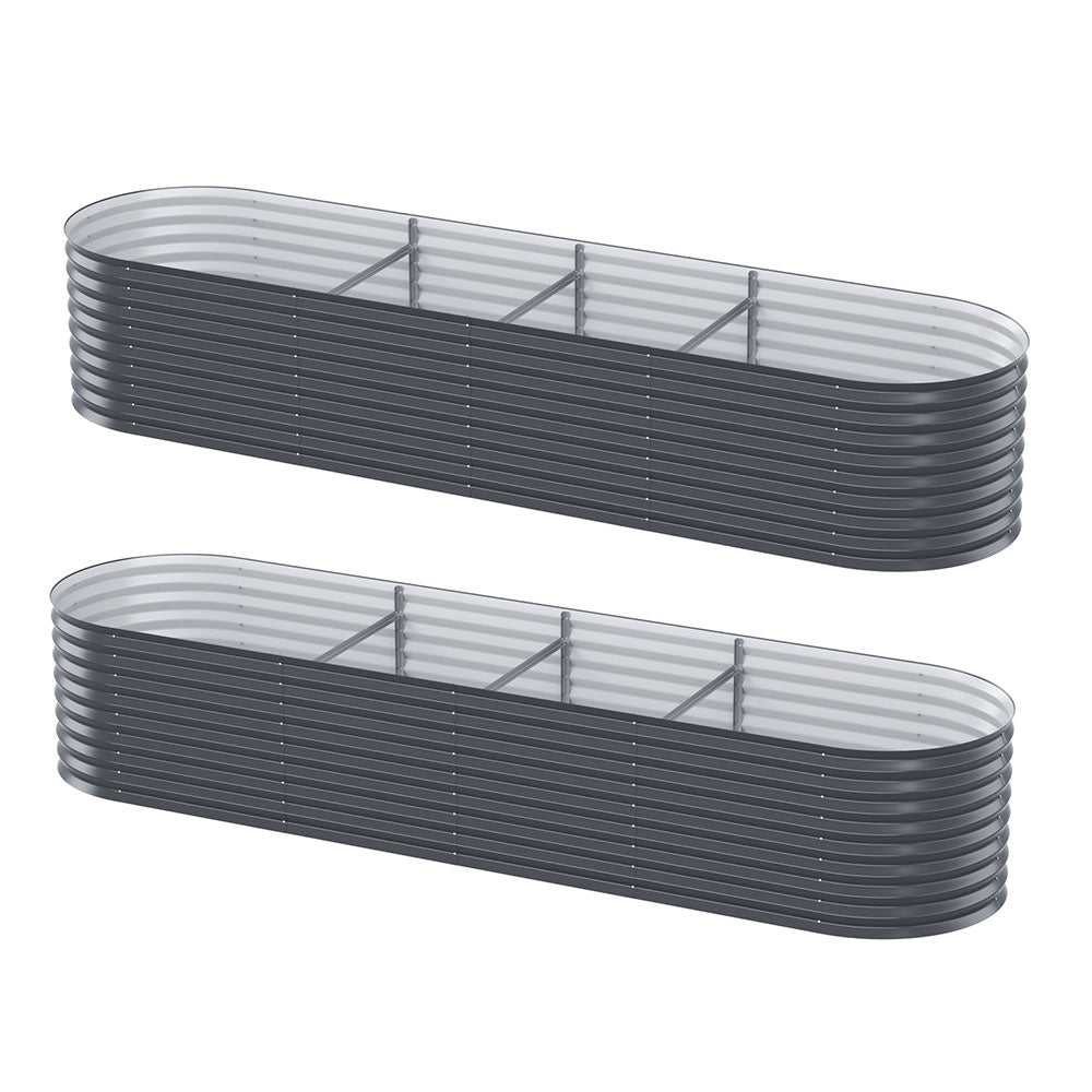 2x Green Fingers Raised Garden Bed 320X80X56cm Oval Planter Box Greenfingers