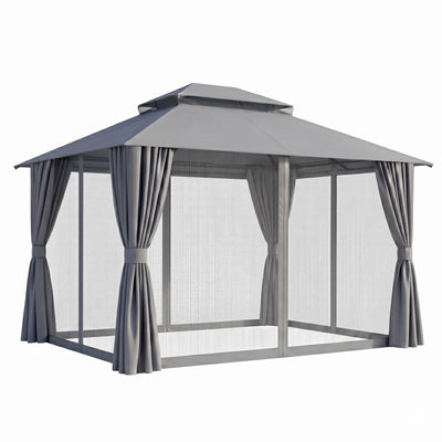 Instahut Gazebo 3x3m Canopy Outdoor Steel Frame Patio Tent Curtains Marquee Grey