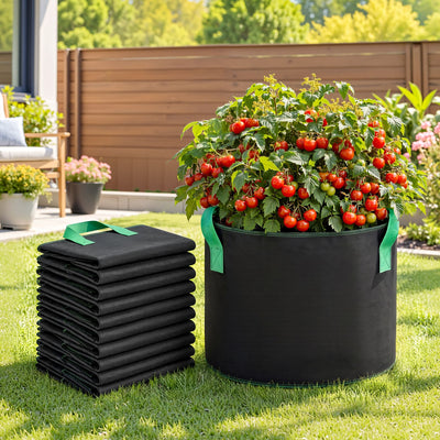 Green Fingers 15 Gallon Grow Bags 300gsm thick Aeration Fabric Pots 10 Pack