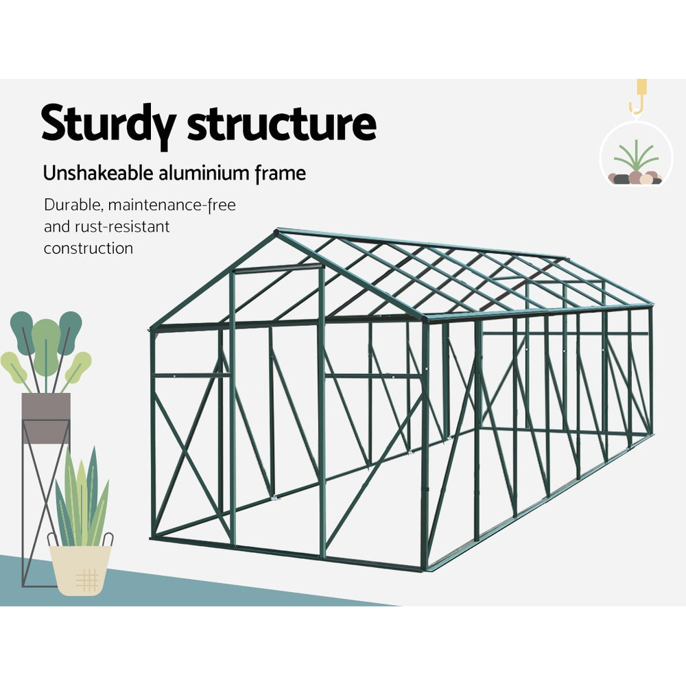 Greenfingers Aluminium Greenhouse Green House Garden Polycarbonate 4.43X2.44M Greenfingers