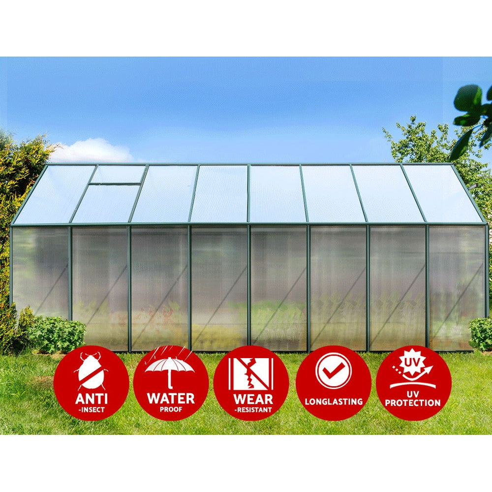 Greenfingers Aluminium Greenhouse Polycarbonate Green House Garden Shed 5.1x2.44M Greenfingers