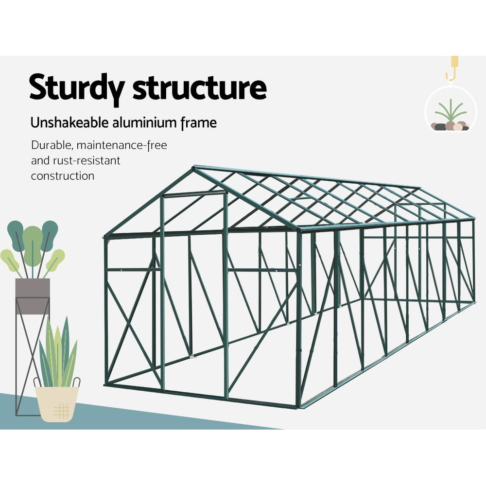 Greenfingers Aluminium Greenhouse Polycarbonate Green House Garden Shed 5.1x2.44M Greenfingers