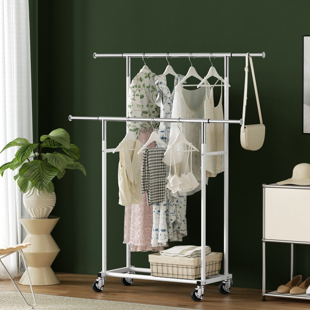Artiss Clothes Rack Double Rod Airer Rail Coat Stand Adjustable Hanger Artiss