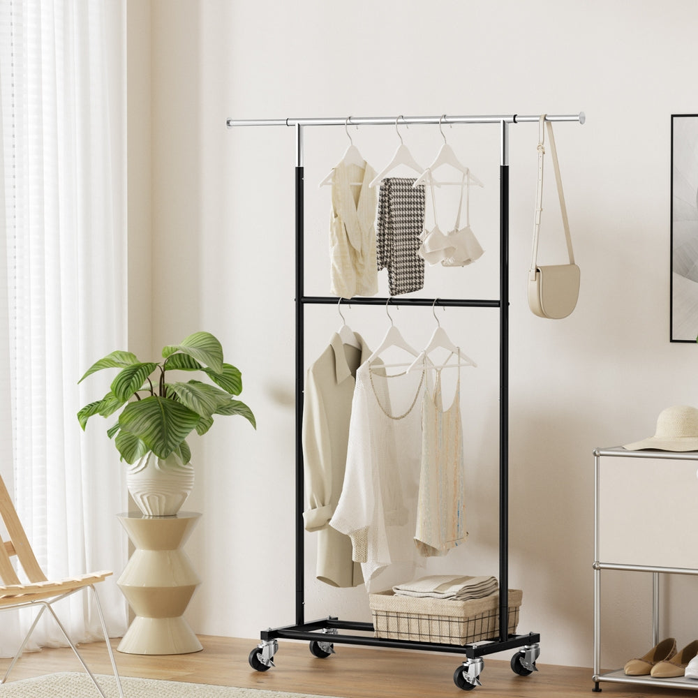 Artiss Clothes Rack Double Rod Airer Rail Coat Stand Adjustable Hanger Artiss