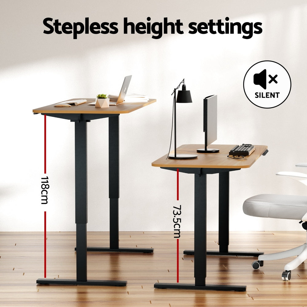 Artiss Electric Standing Desk 140cm Adjustable Height Motorised Home Office Desk Oak Black Awezingly