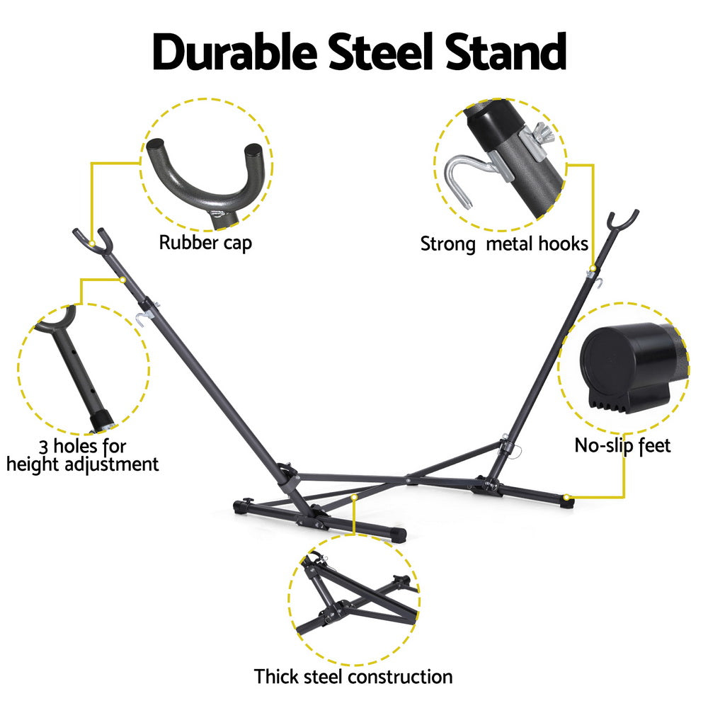 Gardeon Hammock Bed Stand Steel Frame Outdoor Indoor Awezingly