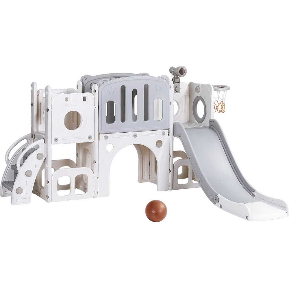 Keezi Kids Slide Swing Set Ball Hoop Rings Football Outdoor Toys Awezingly