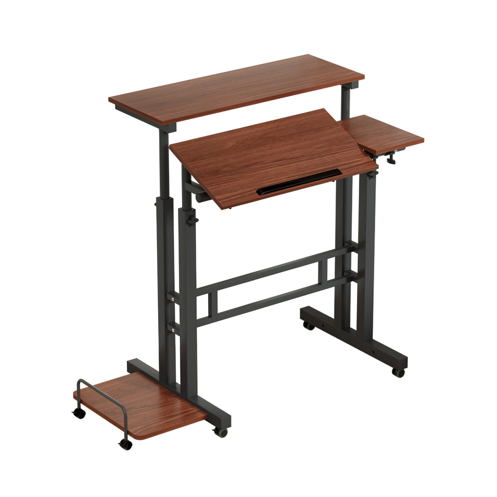 Mobile Twin Laptop Desk - Dark Wood Does not apply