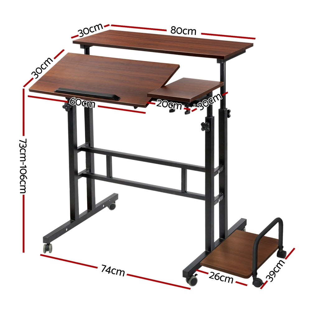Mobile Twin Laptop Desk - Dark Wood Does not apply