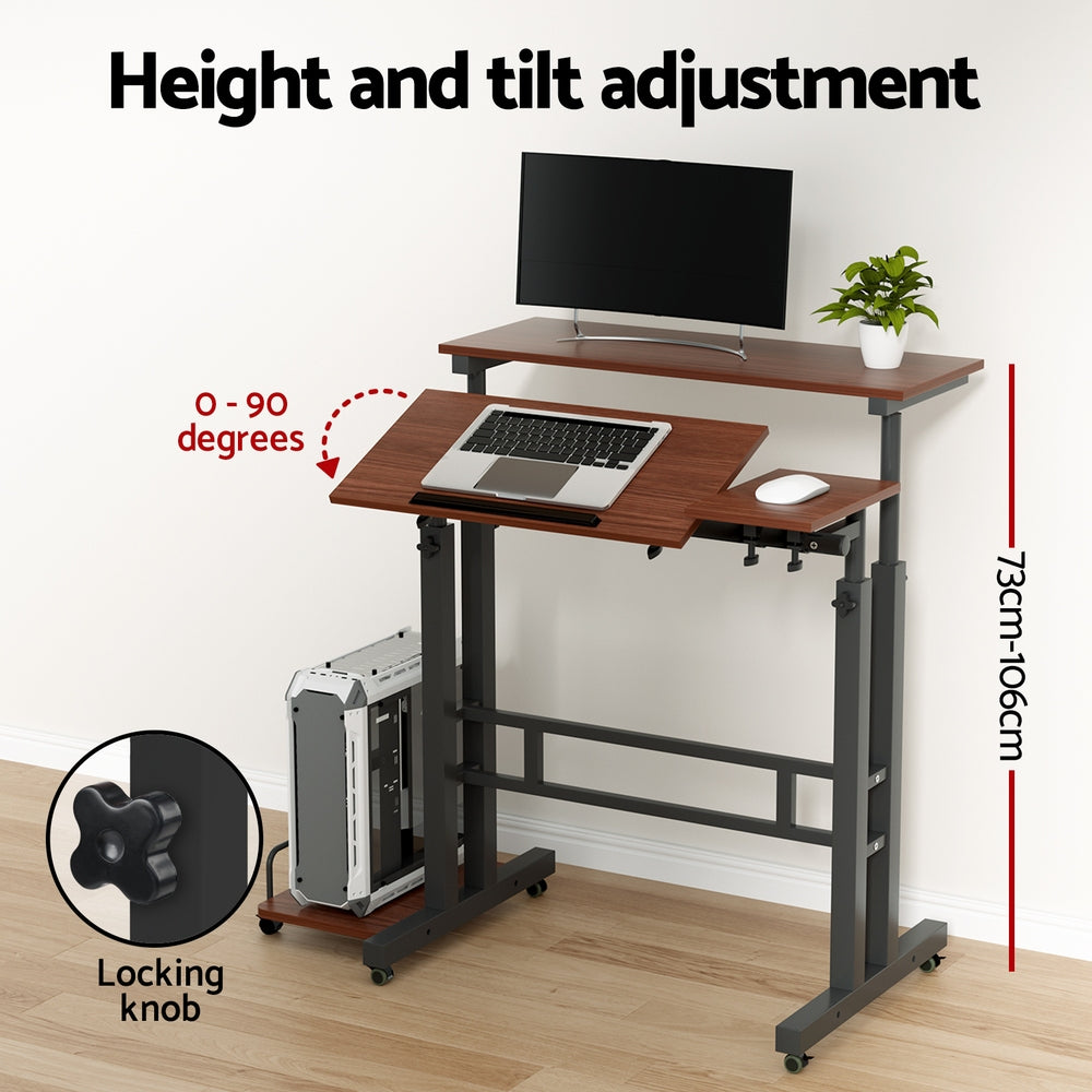 Mobile Twin Laptop Desk - Dark Wood Does not apply
