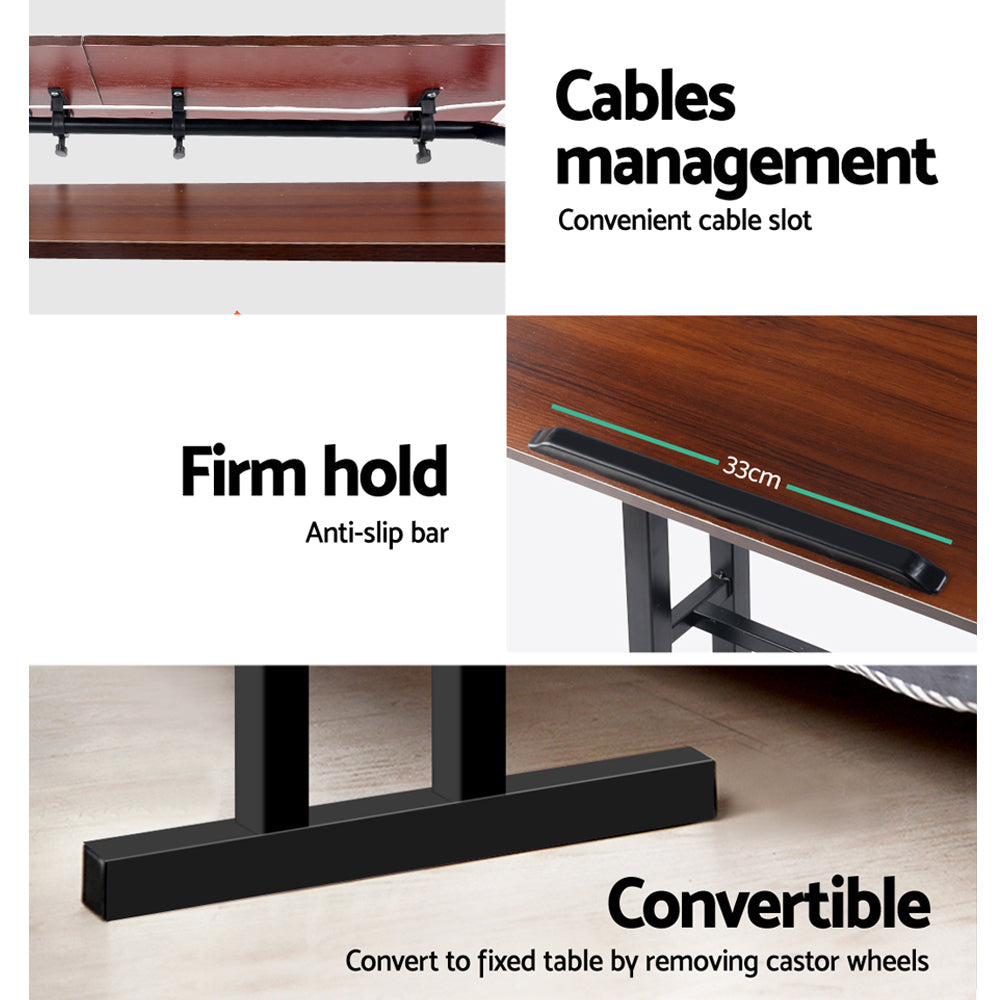 Mobile Twin Laptop Desk - Dark Wood Does not apply