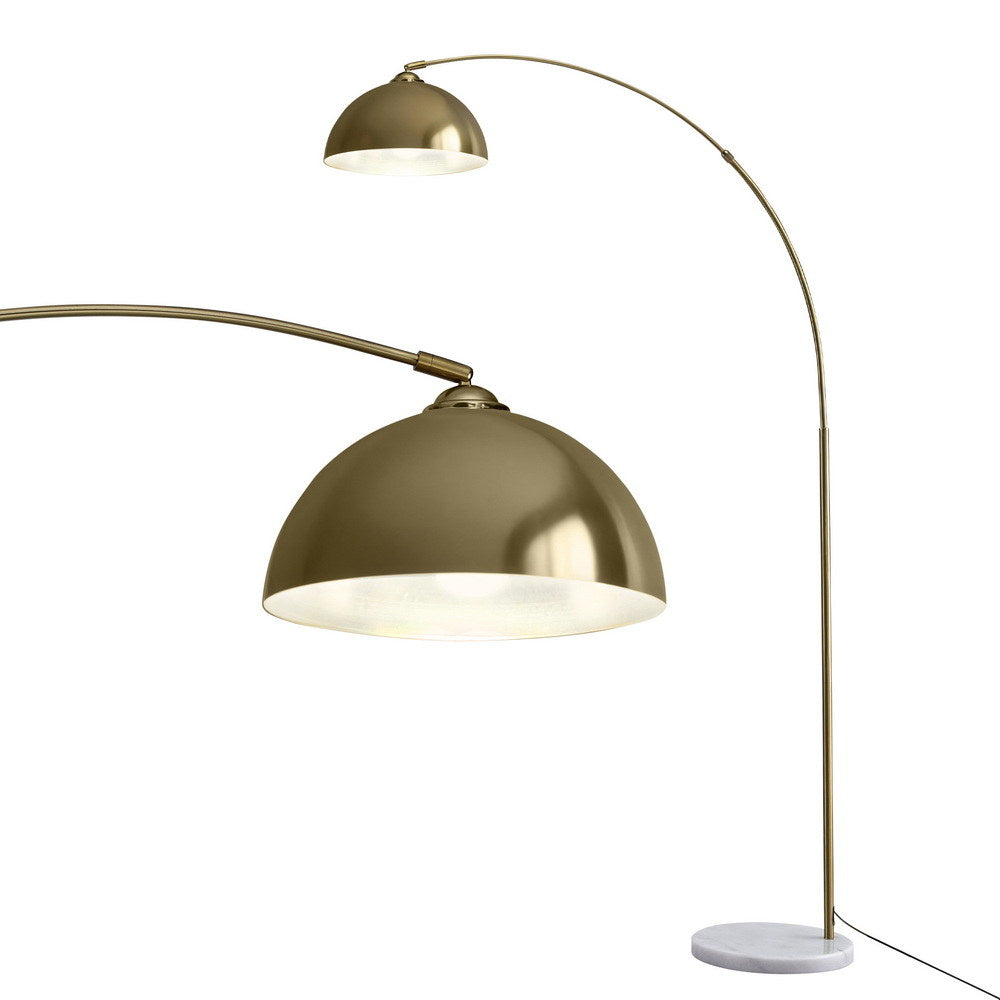 Artiss Modern Arched Floor Lamp Gold Brass Standing Heavy-Duty Marble Base for Living Room Bedroom Awezingly