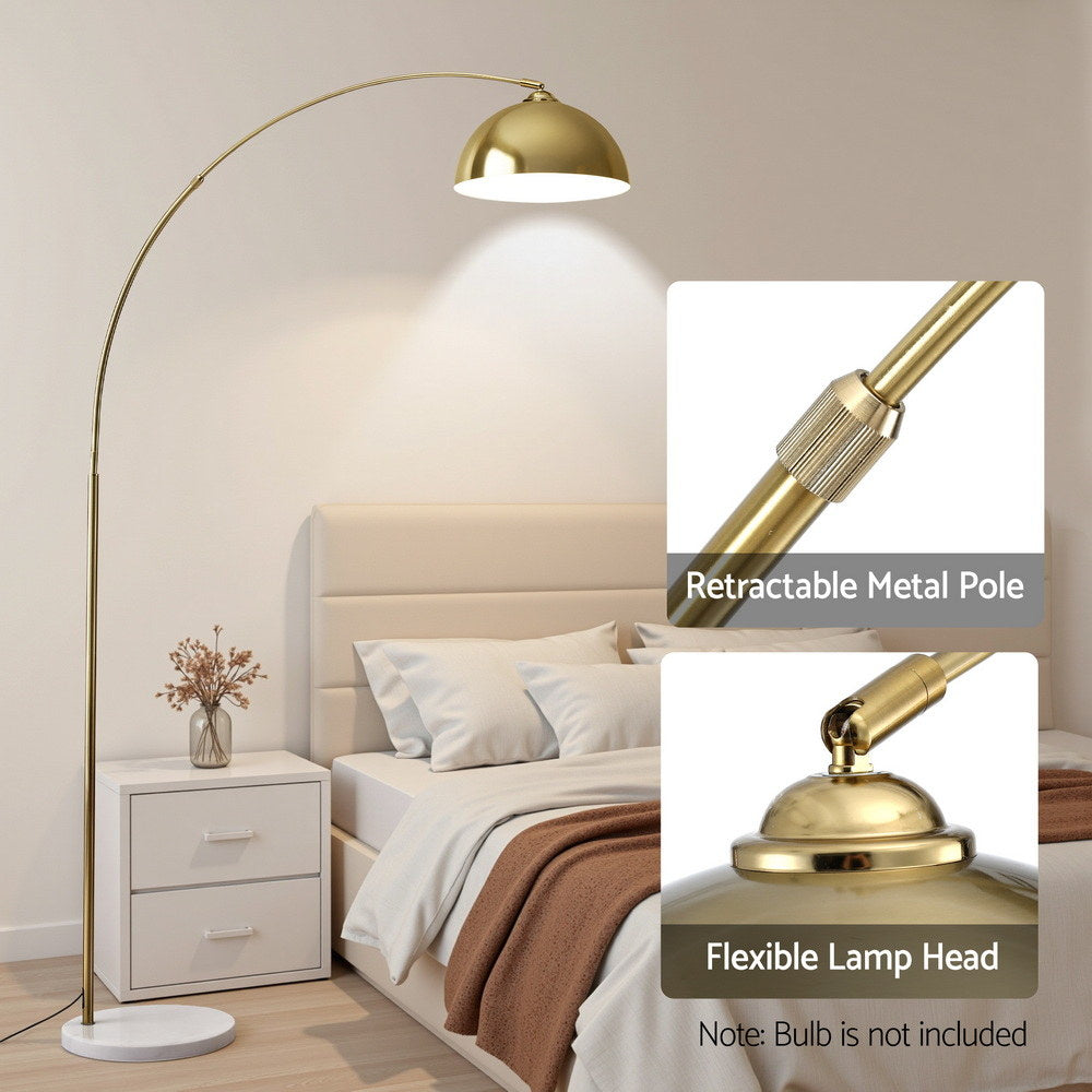 Artiss Modern Arched Floor Lamp Gold Brass Standing Heavy-Duty Marble Base for Living Room Bedroom Awezingly