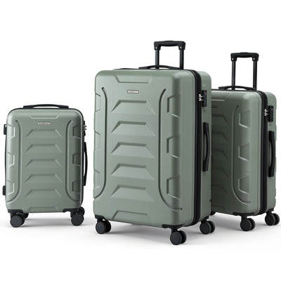 Wanderlite 3pcs Luggage Suitcase Set Trolley Travel TSA Lightweight Hard Case Grey Green