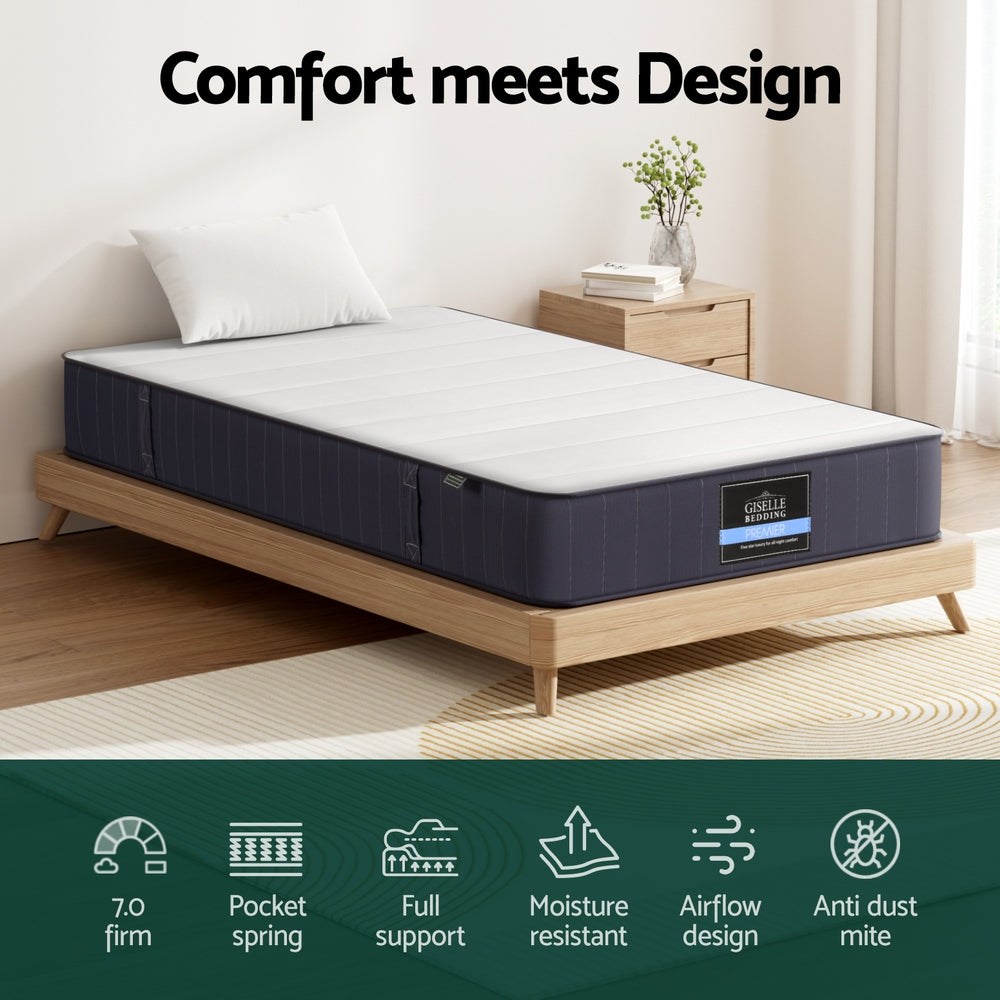20cm Giselle Mattress King Single Bed Pocket Spring Mattresses Awezingly
