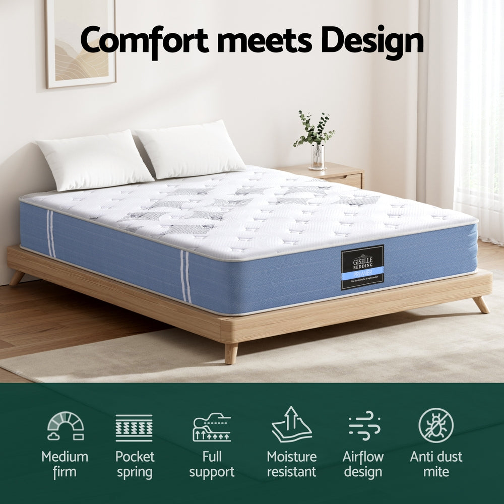 25cm Giselle Mattress King Bed Pocket Spring Mattresses Giselle Bedding