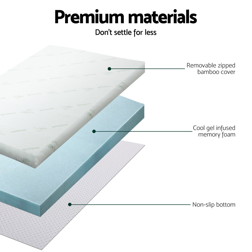 Giselle Bedding Memory Foam Mattress Topper Cool Gel 5cm King Single Giselle Bedding