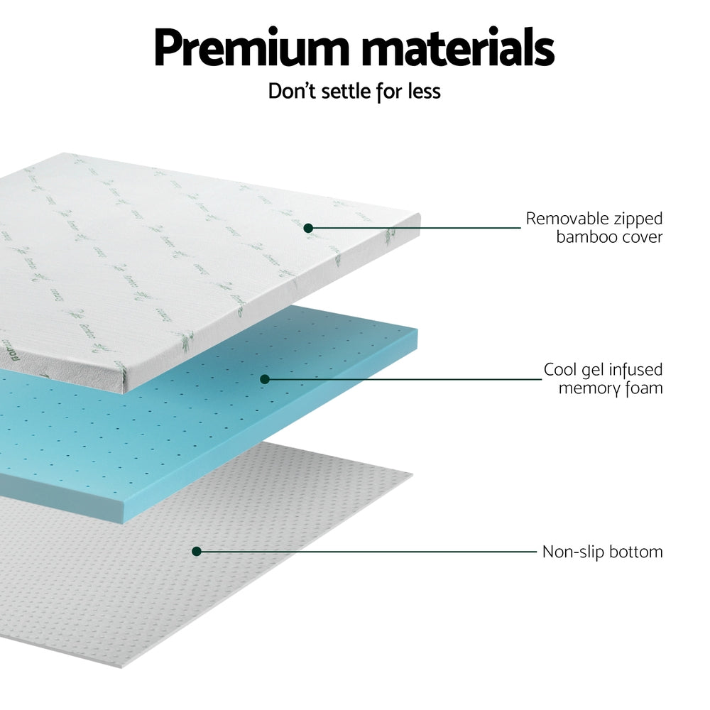 Giselle Bedding Memory Foam Mattress Topper Ventilated Cool Gel 8cm King Single Giselle Bedding