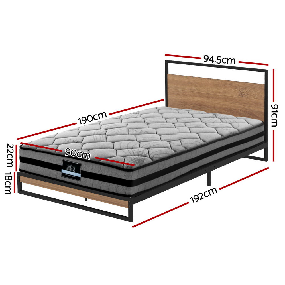 Artiss Metal Bed Frame Single Size Beds Platform with Mattress Artiss