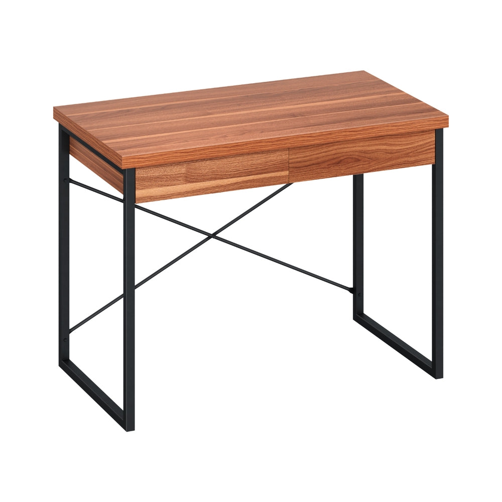 Artiss Metal Desk with Drawer - Walnut Artiss