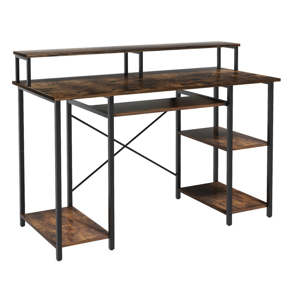 Artiss Computer Desk Laptop Desks Home Office Study Table Open Shelf Brown 120CM Awezingly
