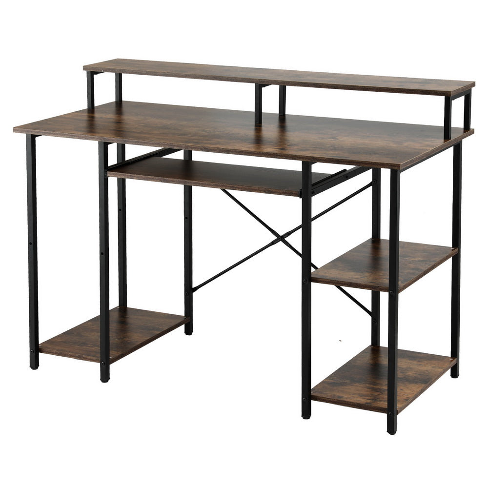 Artiss Computer Desk Laptop Desks Home Office Study Table Open Shelf Brown 120CM Awezingly