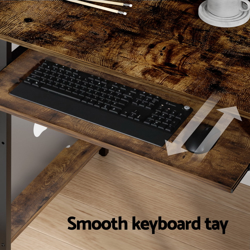 Artiss Computer Desk Laptop Desks Home Office Study Table Open Shelf Brown 120CM Awezingly