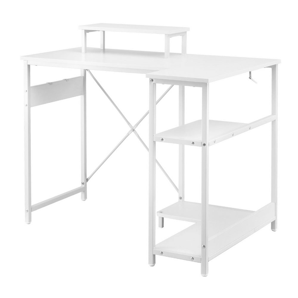 Artiss Computer Desk L-Shape Home Office Study Table Open Shelves White 100CM Awezingly