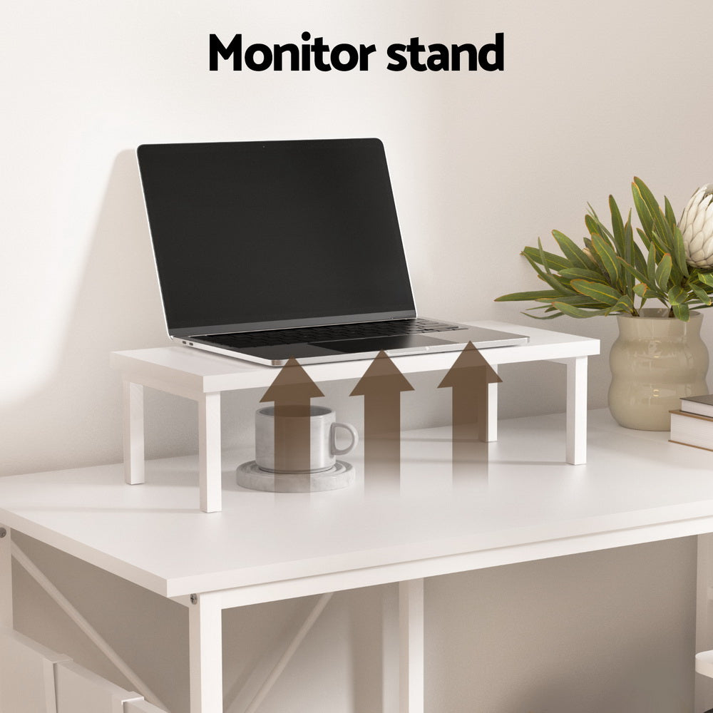 Artiss Computer Desk L-Shape Home Office Study Table Open Shelves White 100CM Awezingly