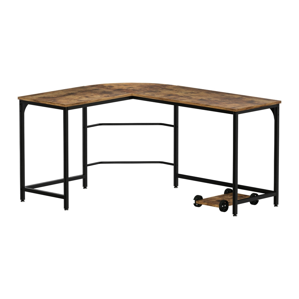 Artiss Corner Computer Desk L-Shaped Student Home Office Study Table Brown Artiss