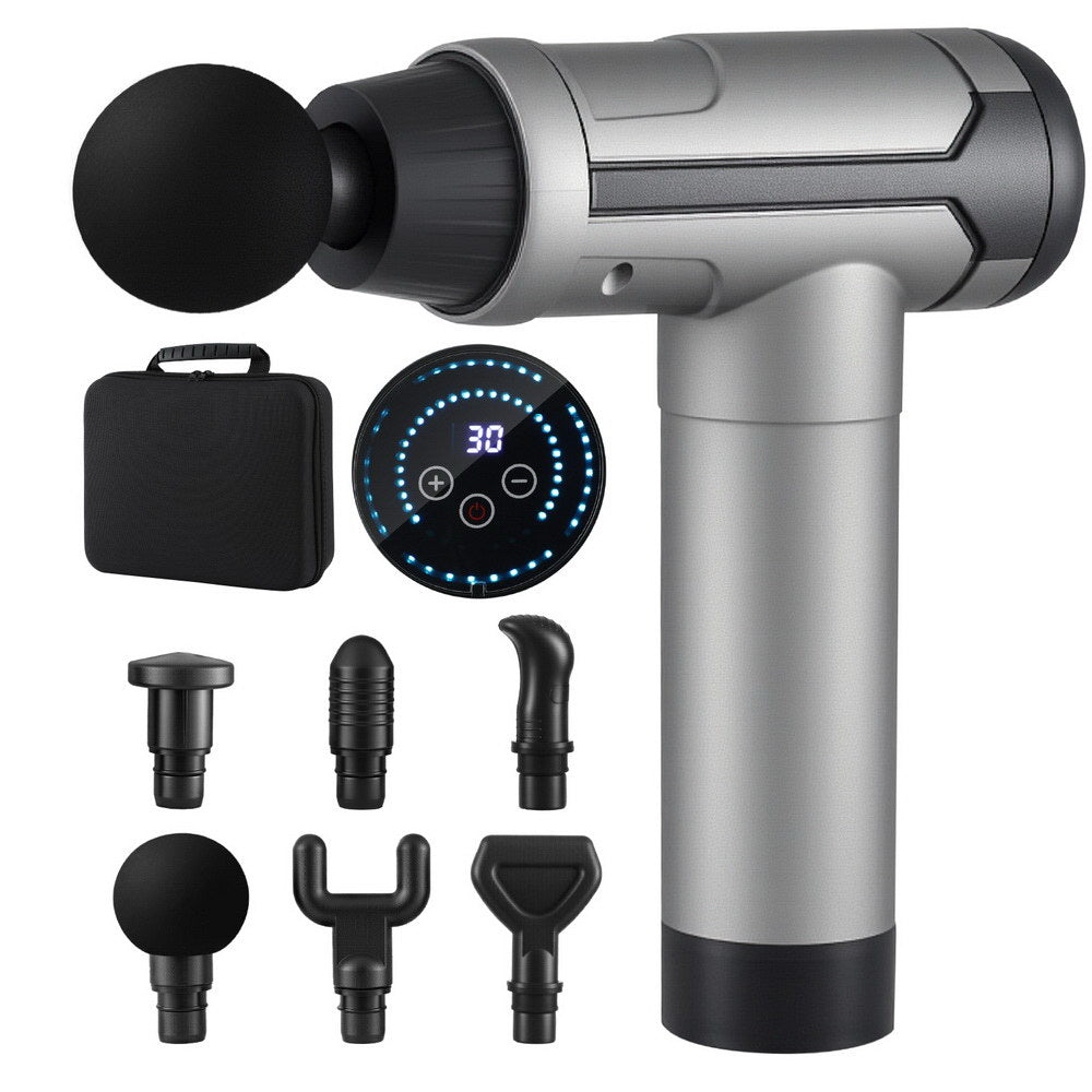 Everfit Massage Gun 30 Speed 6 Heads Vibration Muscle Massager Chargeable Black Awezingly