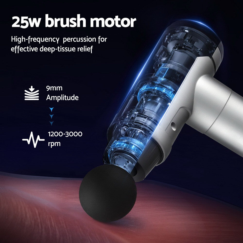 Everfit Massage Gun 30 Speed 6 Heads Vibration Muscle Massager Chargeable Black Awezingly