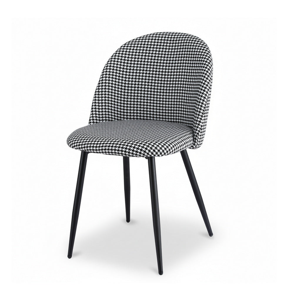 Artiss Dining Chairs Set of 2 Linen Solid Curved Houndstooth Awezingly